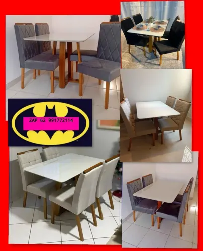 Mesa de Jantar 4 cadeiras 1.20x80 CADEIRAS MADEIRA MACIÇA