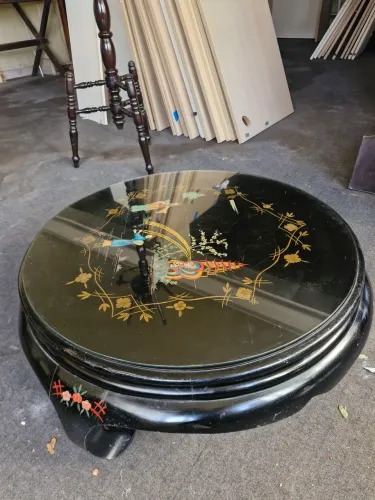 Mesa de centro japonesa antiga preta pintada a mão 