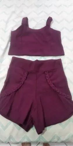 Conjunto Cropped e Shorts Feminino - P/MRoxo