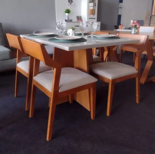 Mesa de Jantar Alice com 4 Cadeiras Conquista 120x80 (FAZEMOS ENTREGA NO DF E EM TORNO)
