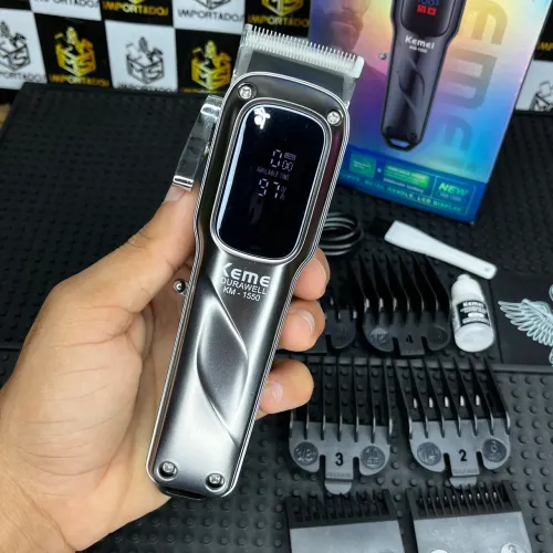 MÁQUINA DE CORTE KEMEI COM DISPLAY DE BATERIA 
