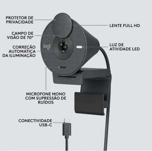 WEBCAM LOGITECH BRIO 300 FULL HD - NOVA, LACRADA!