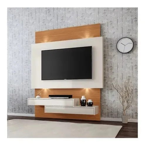 Painel Para Tv Até 42 Polegadas 2 Gavetas E Led Off White/fr