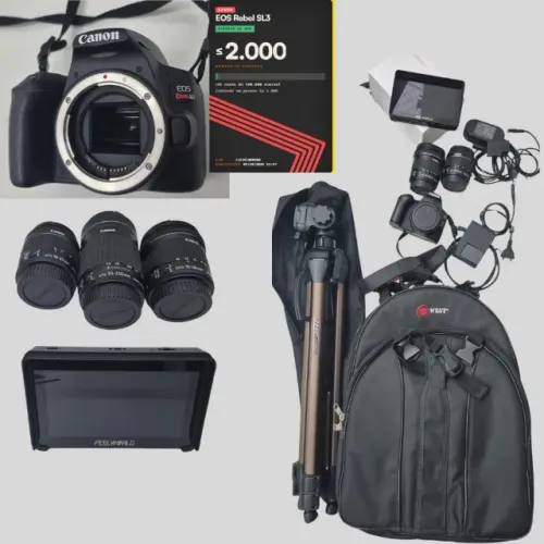 KIT CANON SL3 (2.000 cliques) | 3 LENTES + MONITOR 4K + TRIPÉ + MOCHILA | R$ 6.000