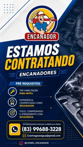 Vaga de emprego para encanador
