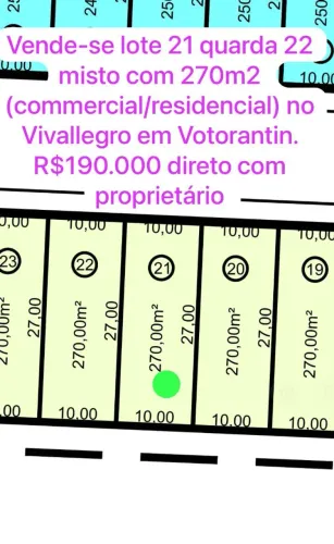 Terreno Comercial / Residencial 270m2 em Votorantin