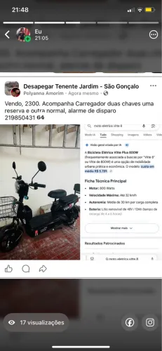 Moto elétrica vittu 8
