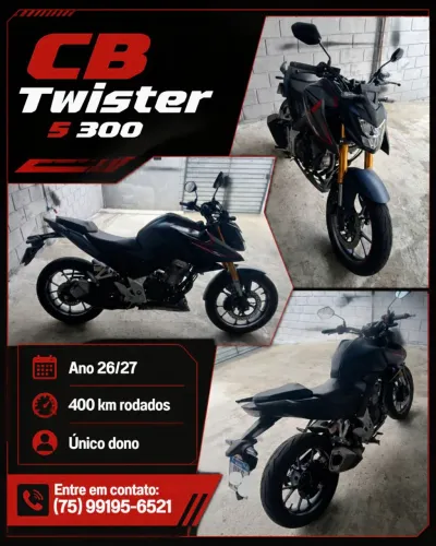 Vendo CB Twister 300 com apenas 400 km rodados