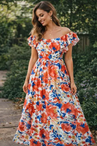 vestido florido longo