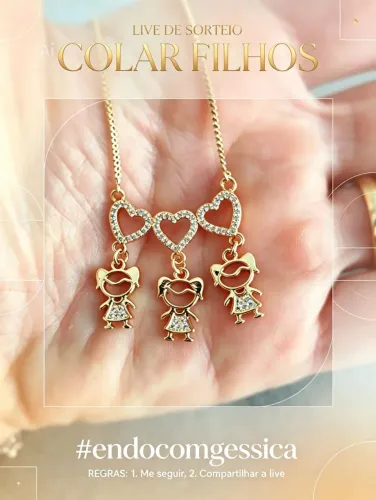Colar filhos com pedras cravejadas