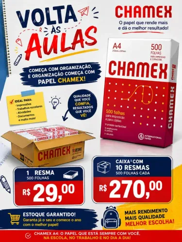 PAPEL A4 CHAMEX( QUEIMA DE ESTOQUE)