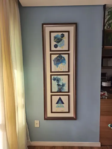 Quadro decorativo 170x59cm moldura nogueira