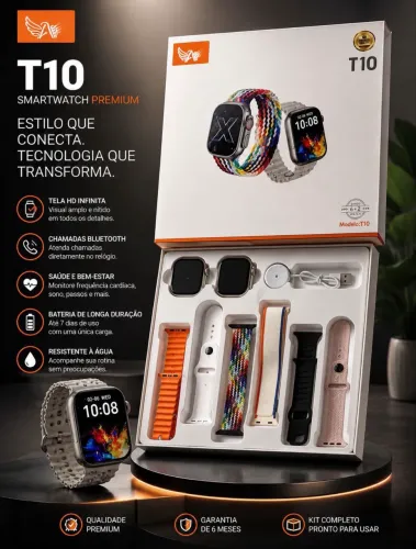 Kit 2 Smartwatch Series 18 Ultra + 6 pulseiras Relogio inteligente