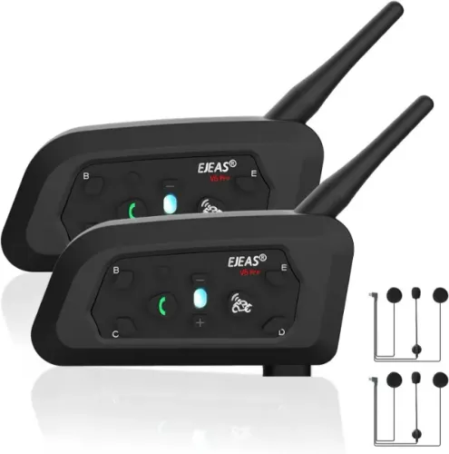 Promoção Kit 2 Intercomunicadores EJEAS V6 Pro+ Bluetooth Para Capacete