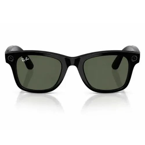 Óculos de Sol Ray-Ban Meta Wayfarer RW4008 WiFi Meta IA 32GB - Preto Brilhante Lente Verde
