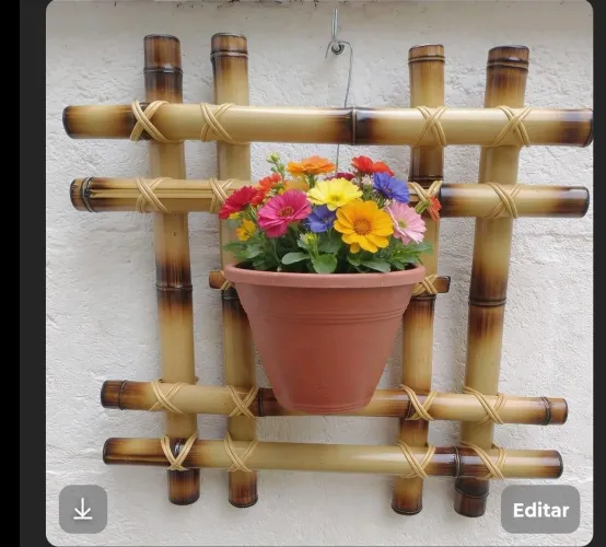 Cachepô de bambu presente decoração