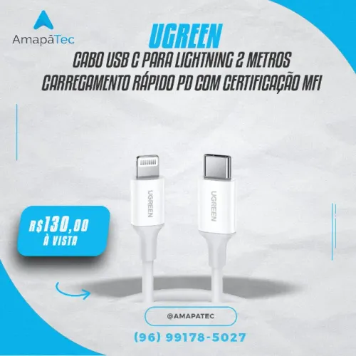Cabo Ugreen USB-C / Lightning com certificação apple