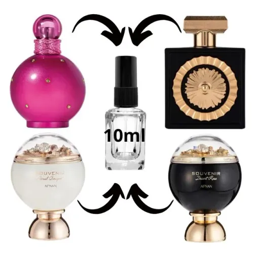 kit 4 decant 10 ml cada fantasy, nebras, souvenir floral e souvenir desert