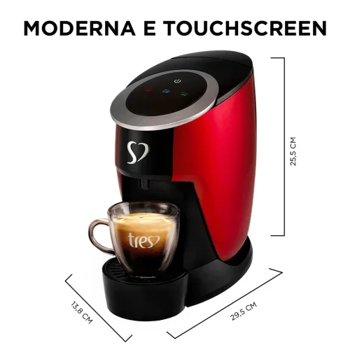 Cafeteira Espresso TRES Touch Vermelha 3 Corações