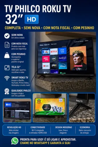 TV Philco Roku TV 32? HD - muito Nova