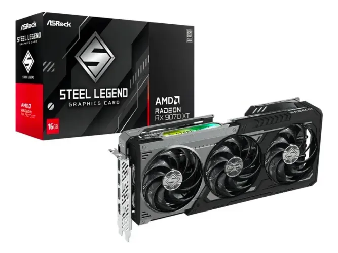 Placa De Vídeo Asrock Rx 9070xt Steel Legend Dark 16gb