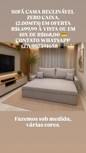 Conheça o nosso SOFÁ CAMA RETRÁTIL RECLINÁVEL à partir de R$1.499,99 TEL: *