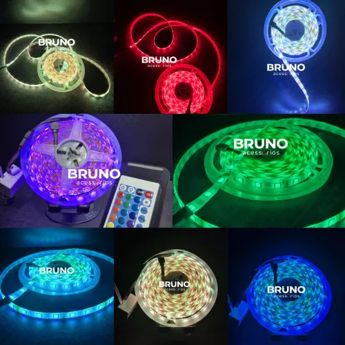 Fita de led RGB colorida 5m + controle + fonte