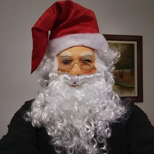 Máscara realista de Papai Noel com peruca