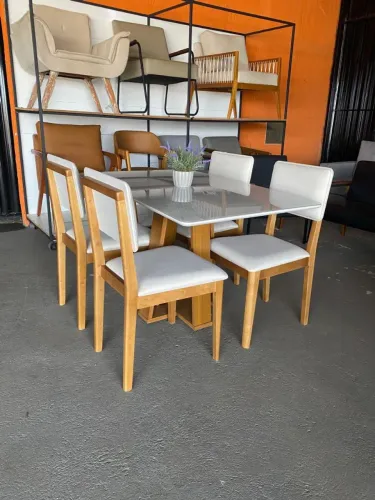 MESA RUBI 120×80 c/4 CADEIRAS RUBI MADEIRA 