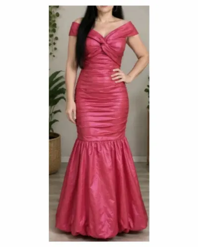 Vestido de Festa Arthur Caliman Rosa Pink Tafetá Acetinado Tam.40