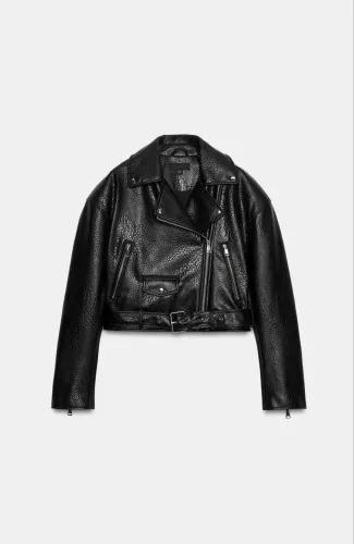 Jaqueta Biker Zara Feminina Preta de Poliuretano - Tam. P (s)