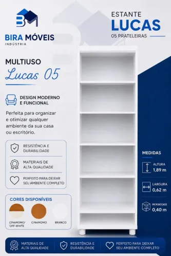 Multiuso Livreiro Estante Sem Portas Branco -Móveis Branco