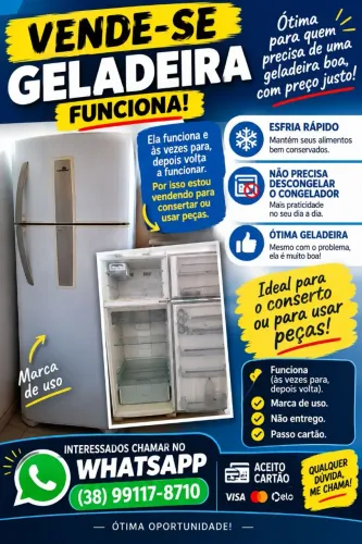 Geladeira usada para consertar ou tirar peças