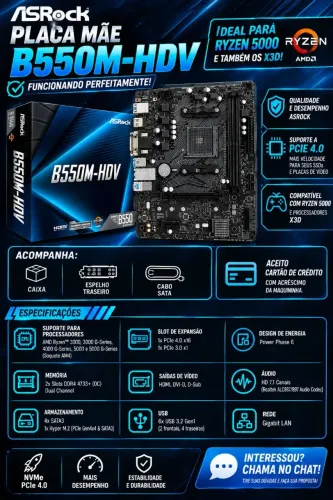B550 - Placa Mãe AMD - AM4 - Ryzen 5000