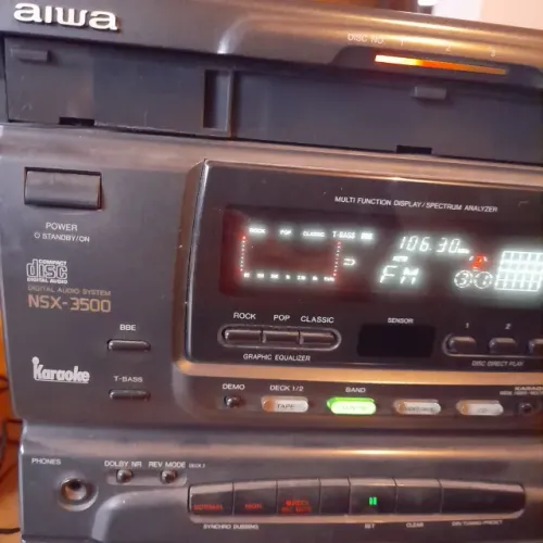Aparelho De Som Aiwa Nsx-3500 Cd Tape Rádio Fm Karaokê (Usado)