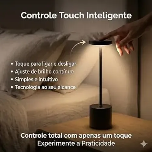 Luminária de Mesa de Led Recarregável Touch 80,00