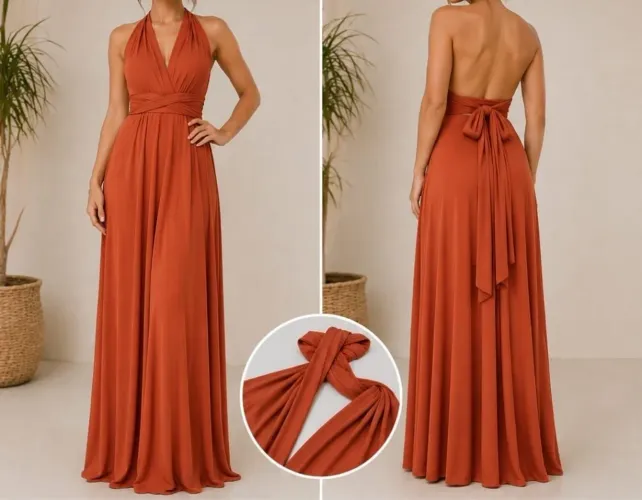 Vestido multiformas terracota