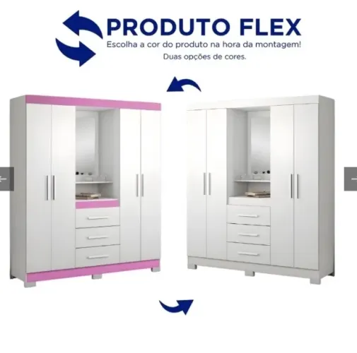 Guarda Roupa Solteiro Flex Espelhado 1,61