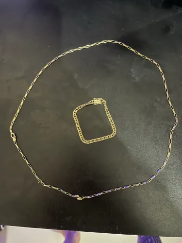 Kit corrente + pulseira ouro 18k