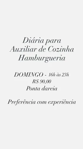 Diária dia de domingo auxíliar