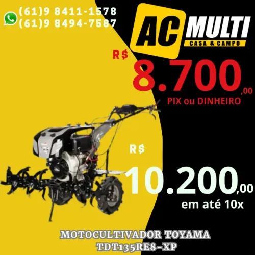 Motocultivador TRATORITO TDT135RE8-XP TOYAMA A DIESEL 11HP