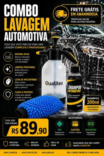 Combo - Pulverizador de Espuma (Snow Foan) + Shampoo Automotivo + Luva de Microfibra