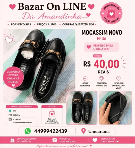 Vendo mocassim Feminino