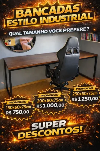 Mesa / Escrivaninha Industrial Reforçada para Home Office