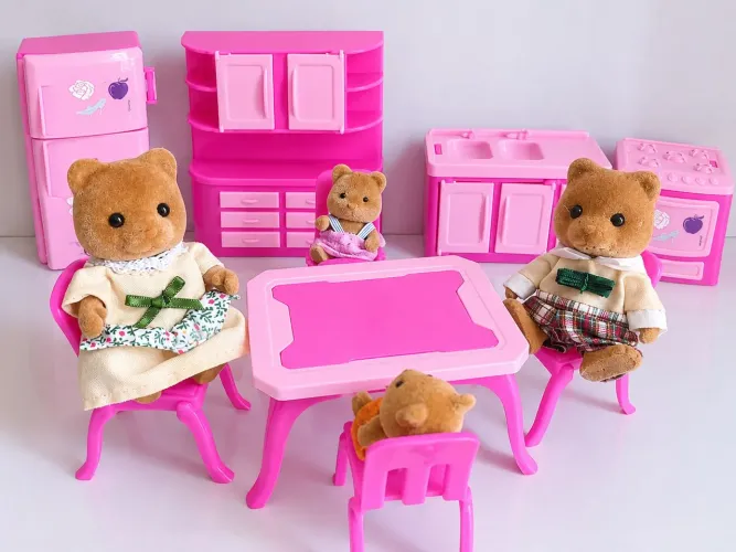 bonecas conjunto forest families cozinha e ursos tipo sylvanian families