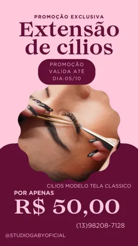 Promoção extensão de cílios