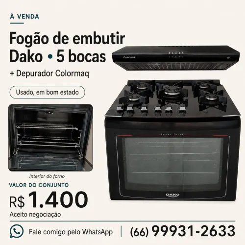 Fogão de embutir Dako+ depurador Colormaq