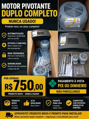 Motor Pivotante Duplo Garen 1/4 CV - Completo - Nunca Usado