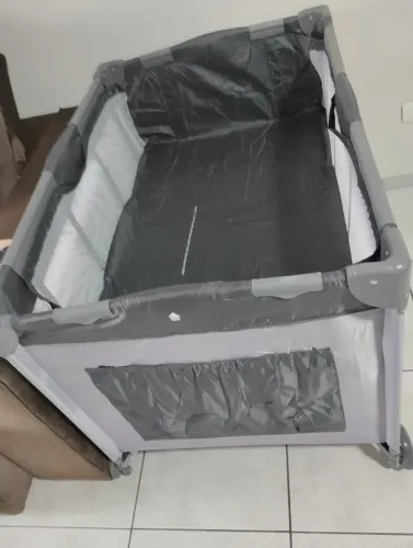 Berço cercado portátil para bebê infinity Premium Baby cinza