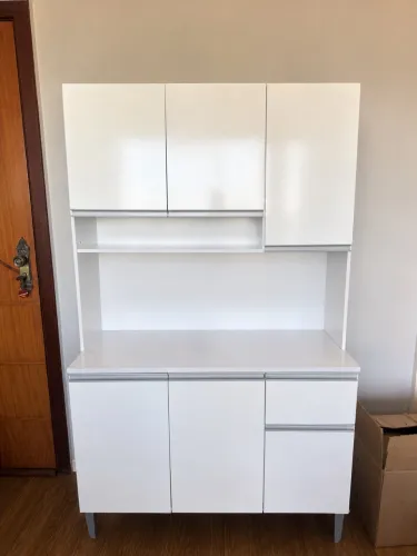 Armário Buffet de Cozinha Branco Brilho